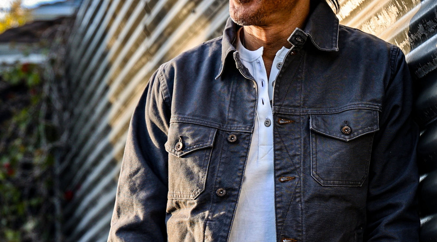 Men's Artcher | 100% Cotton Canvas Flat Felled Seam Jacket - Gray