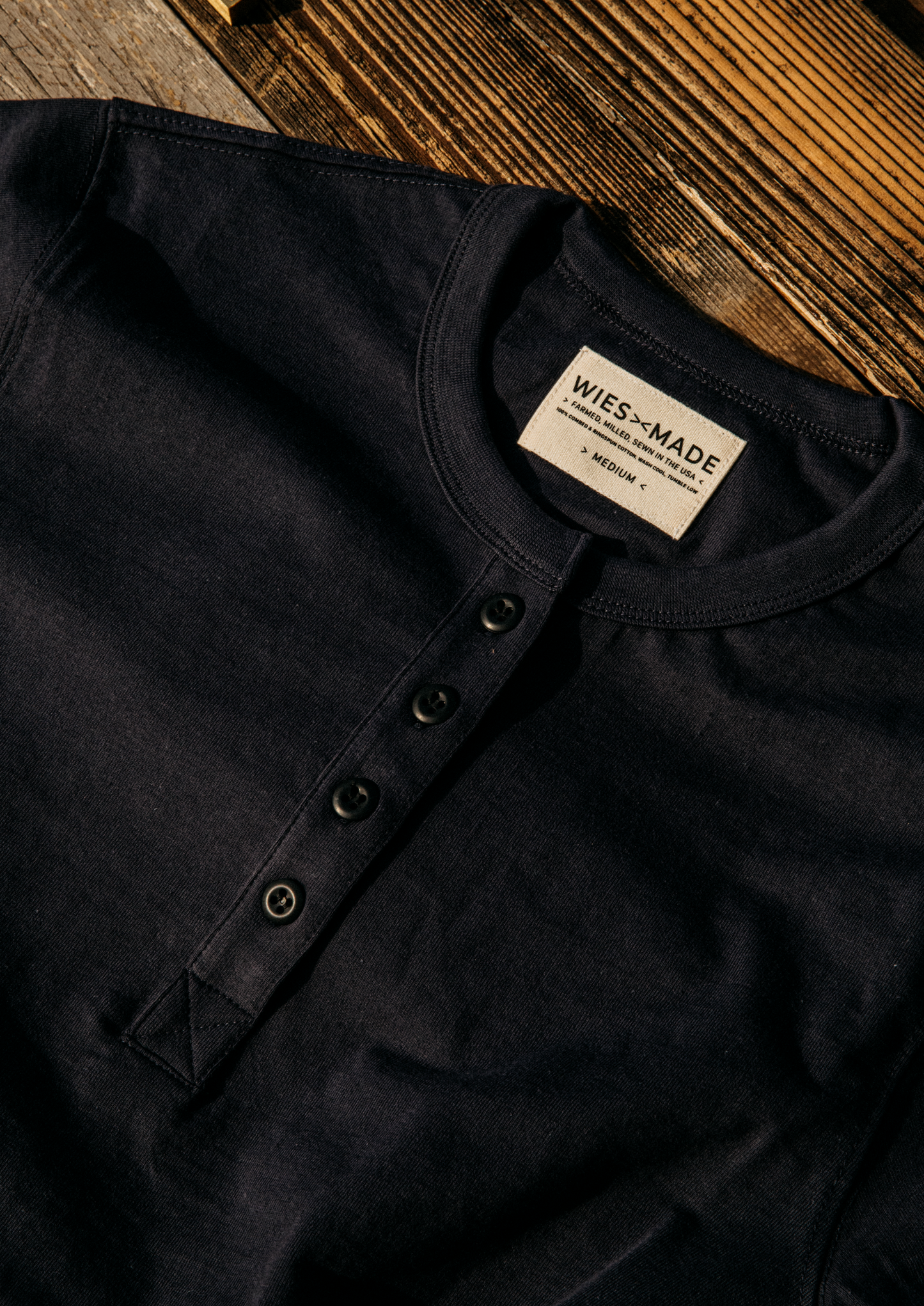 Men's Reyes Heavyweight Henley | 8oz 100% American Made Cotton - Basalt