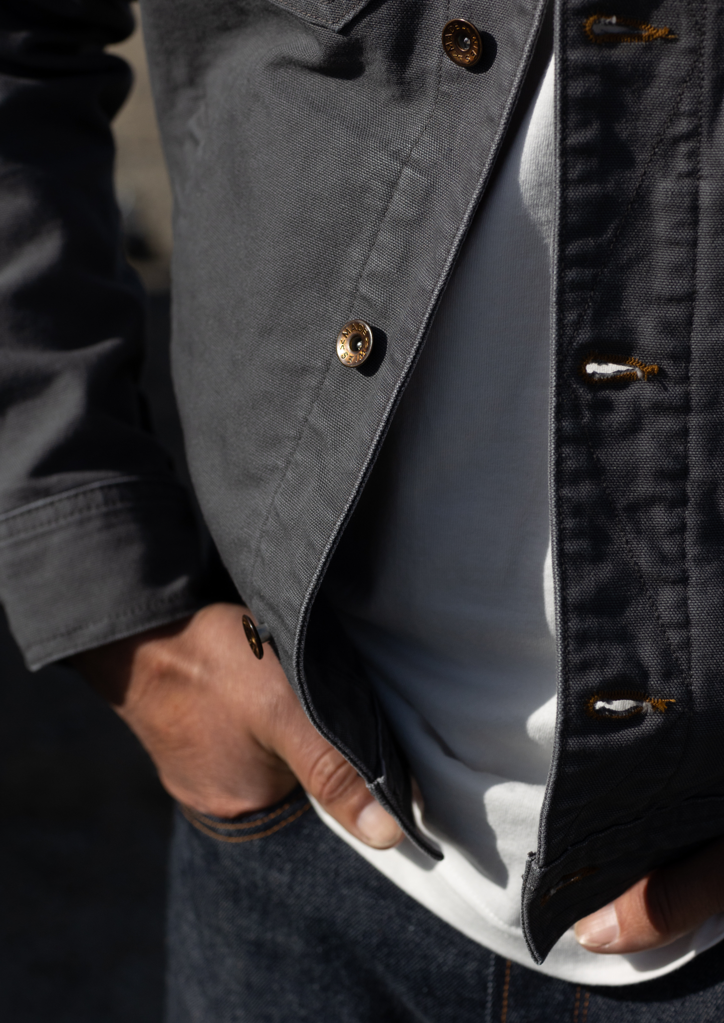 Men's Artcher | 100% Cotton Canvas Flat Felled Seam Jacket - Gray