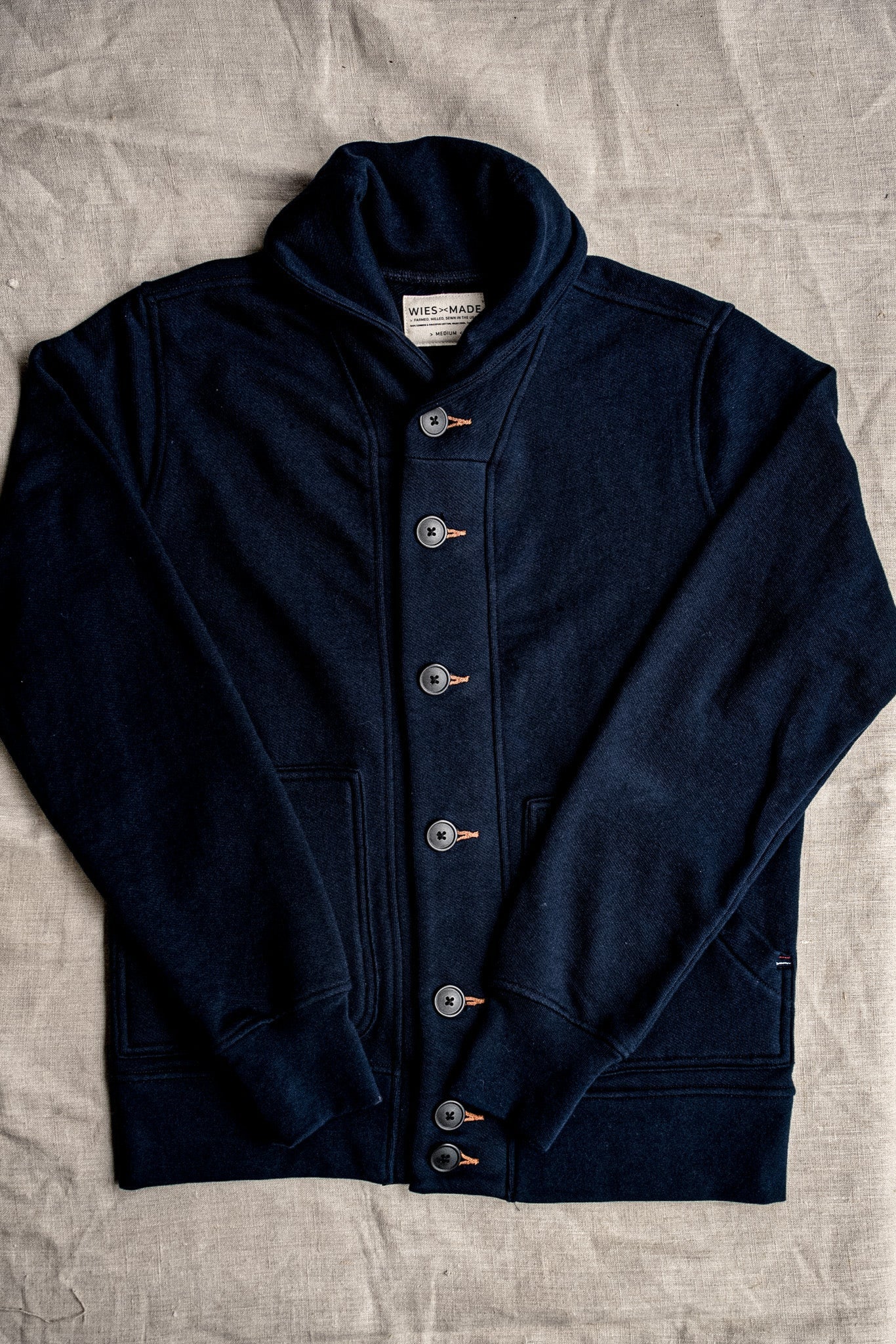 Men's Bodega Shawl Cardigan | 14oz 100% Cotton French Terry - Navy