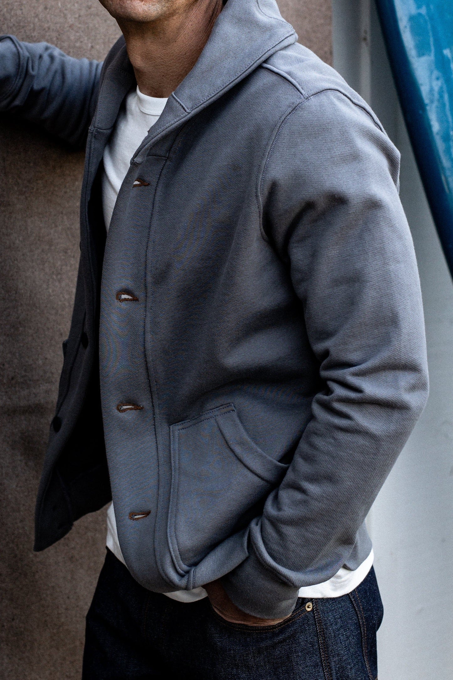 Men's Bodega Shawl Cardigan 14oz French Terry | 100% American Made Cotton - Pebble