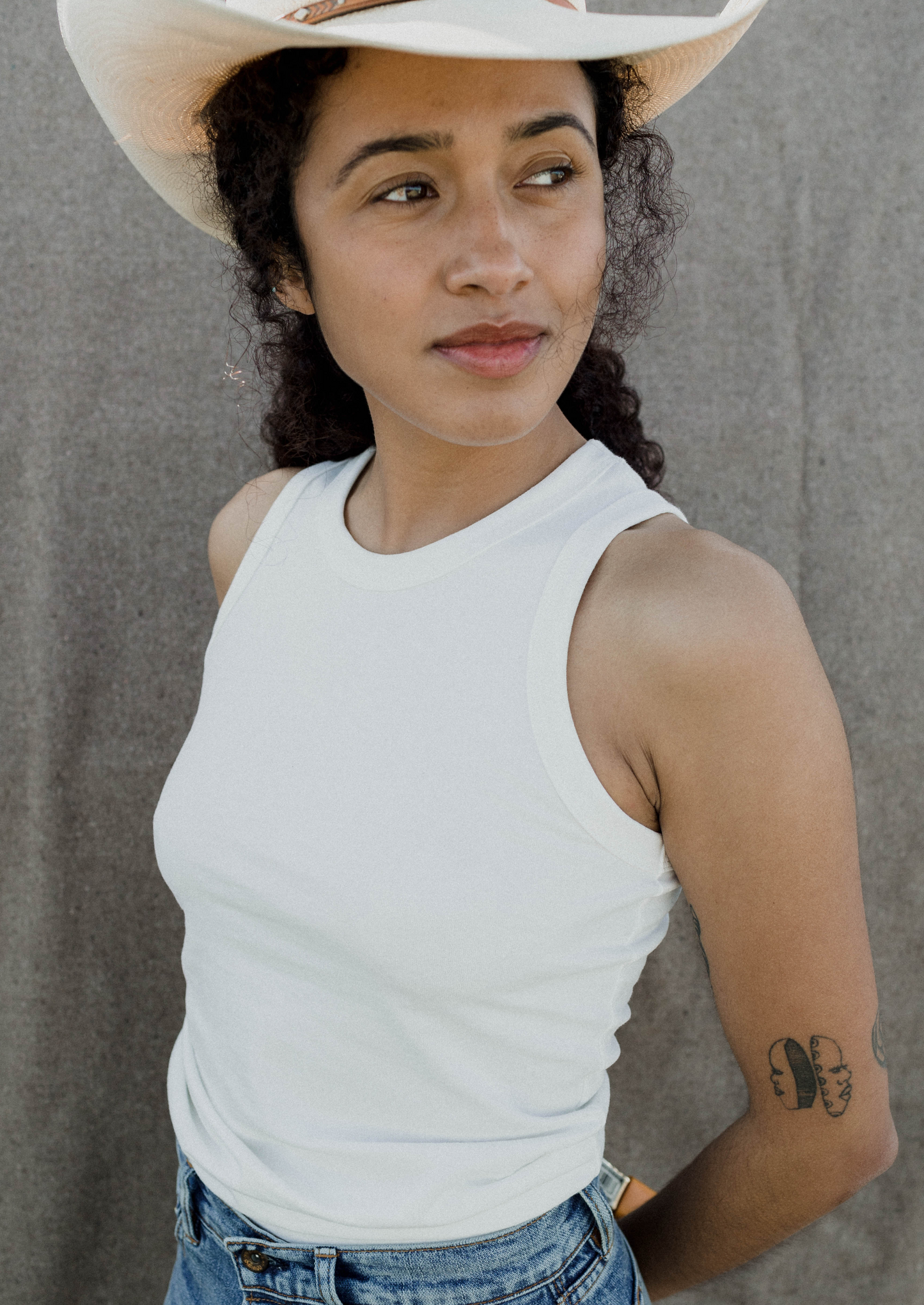 Women's Heather Tank in 8oz 100% Natural Cotton - White