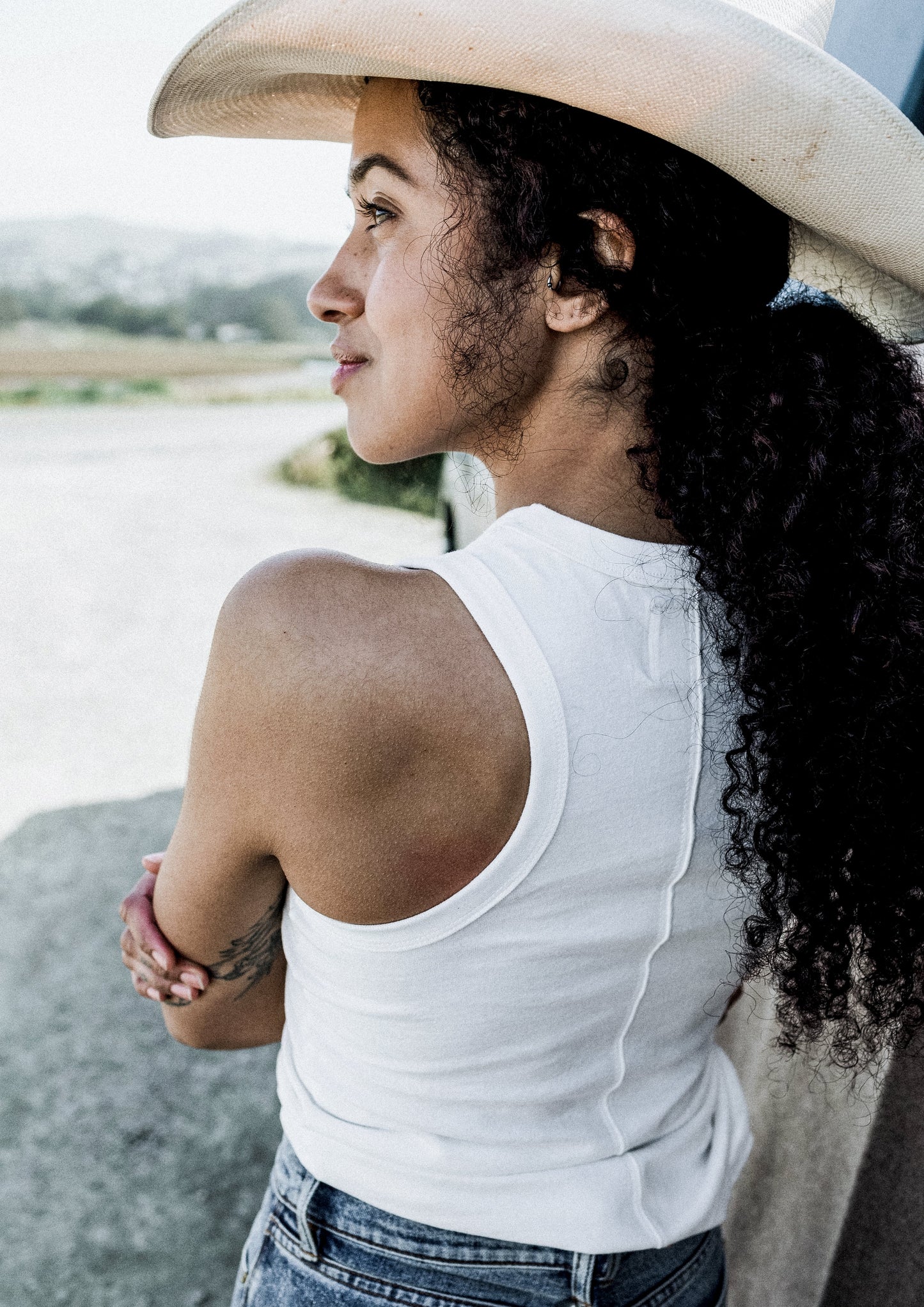 Women's Heather Tank in 8oz 100% Natural Cotton - White