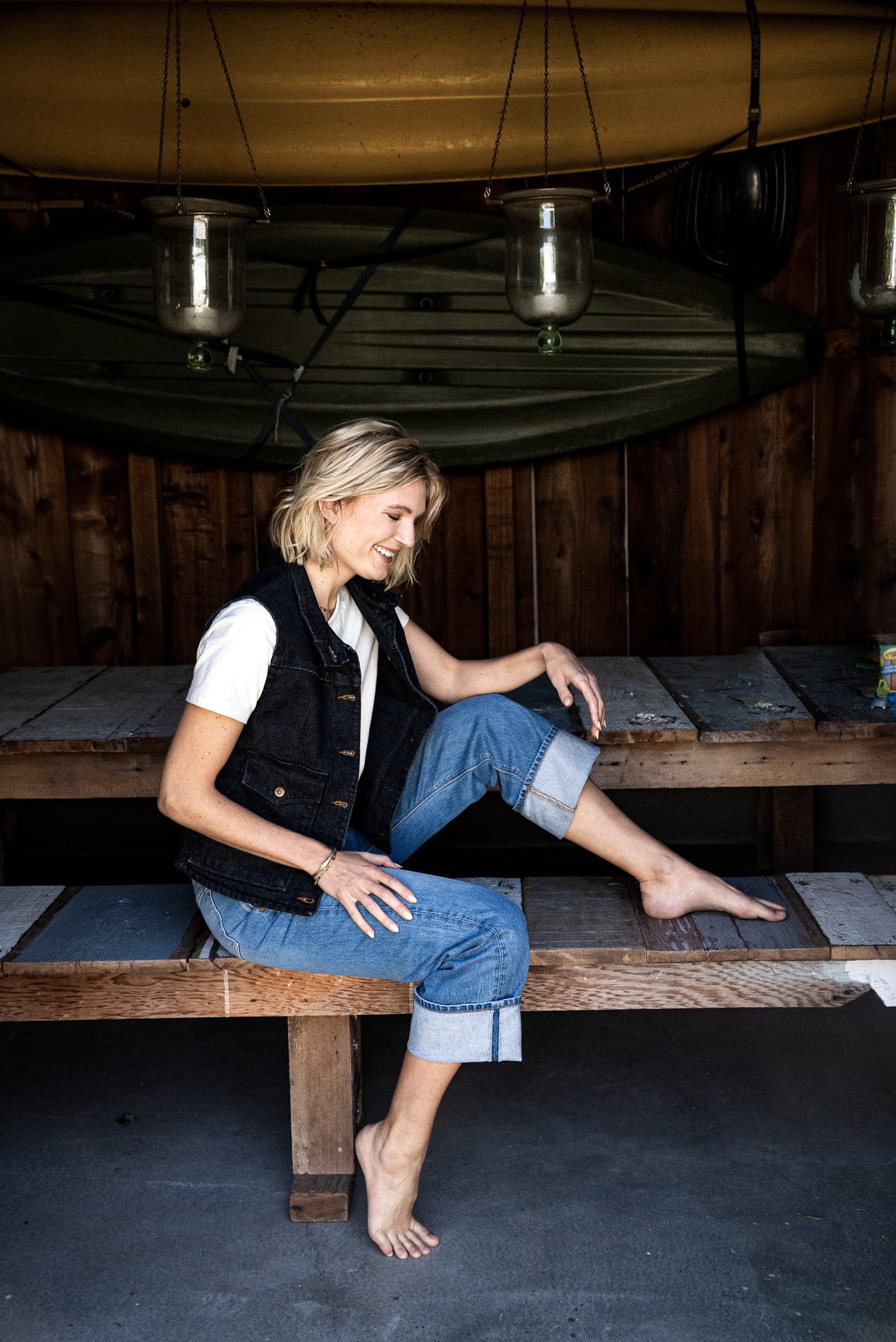 Jamie Vest | Black 14oz Broken Twill Denim