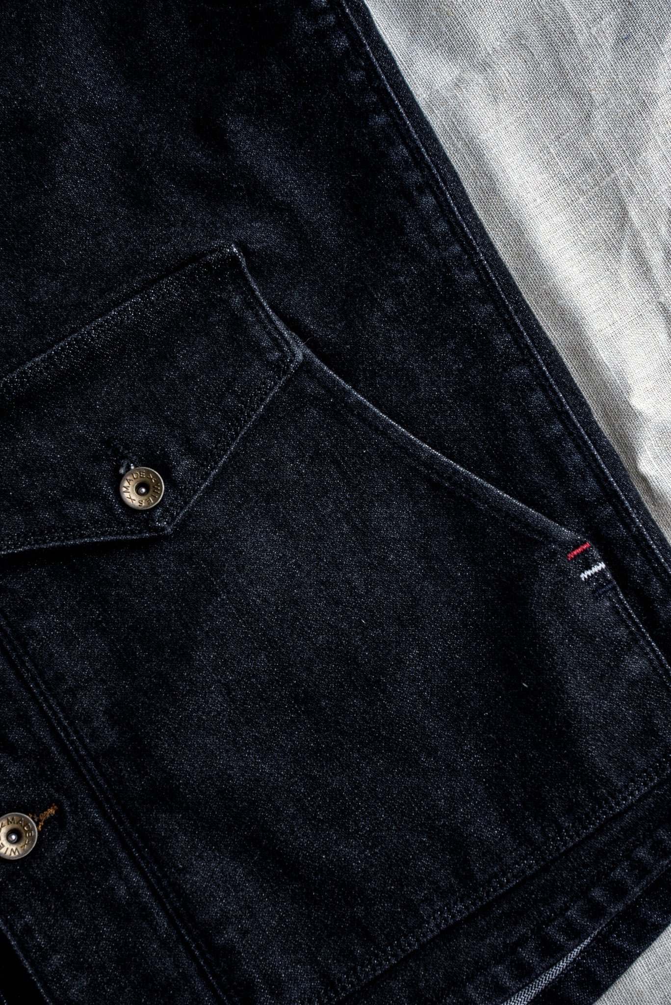 Jamie Vest | Black 14oz Broken Twill Denim