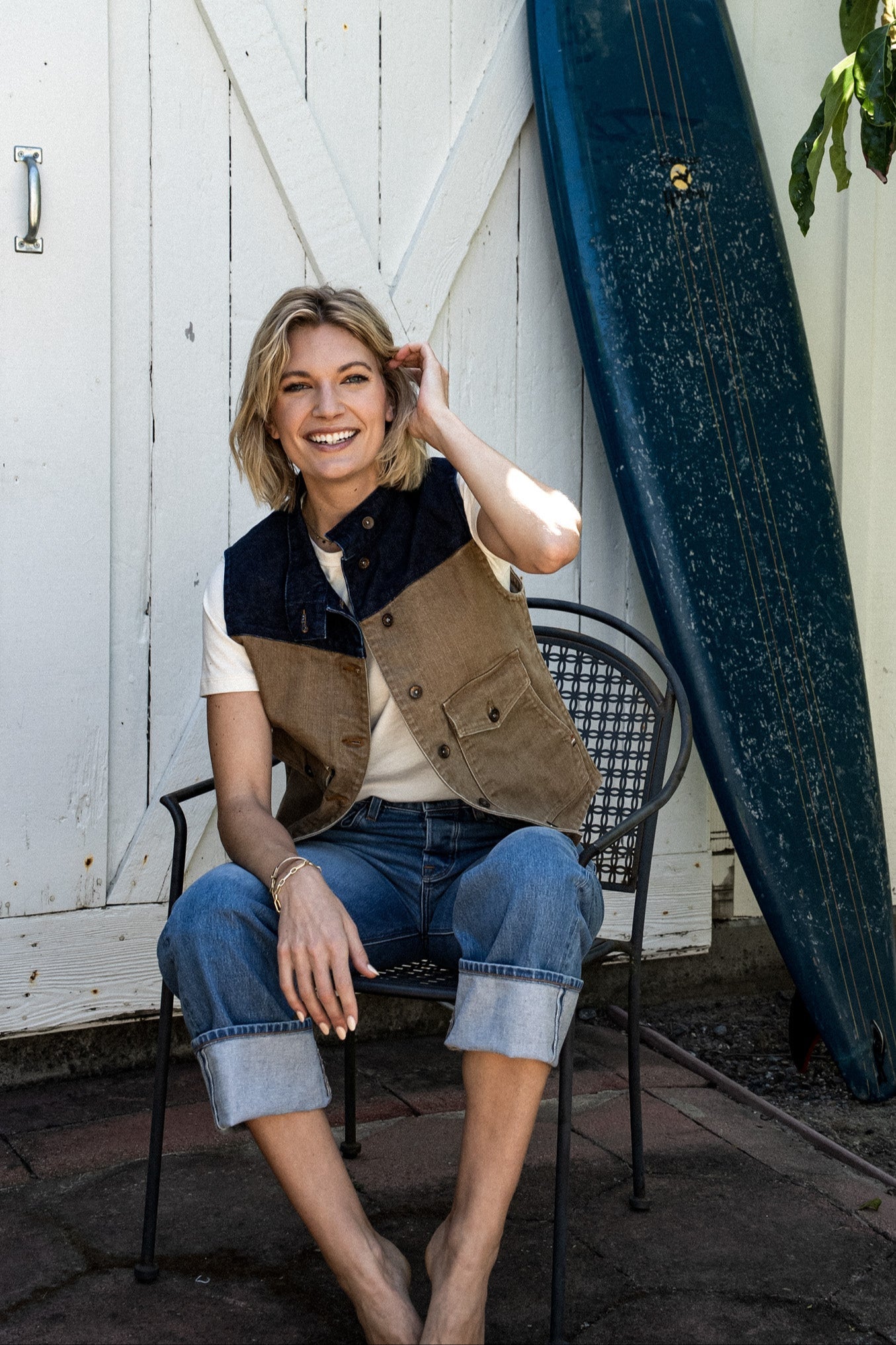 Jamie Vest | Wheat 14oz Broken Twill Denim