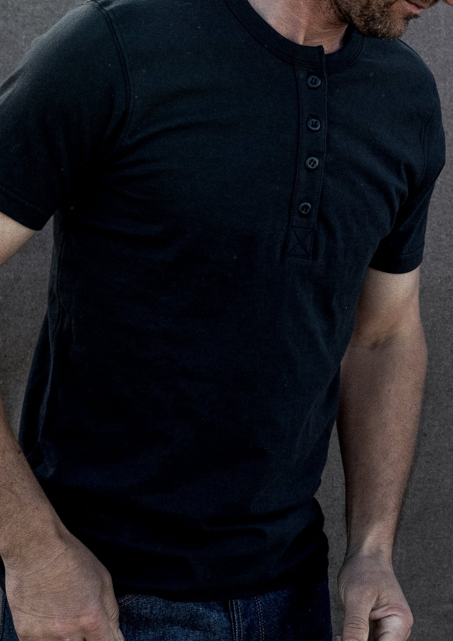 Men's Reyes Heavyweight Henley | 8oz 100% American Made Cotton - Basalt