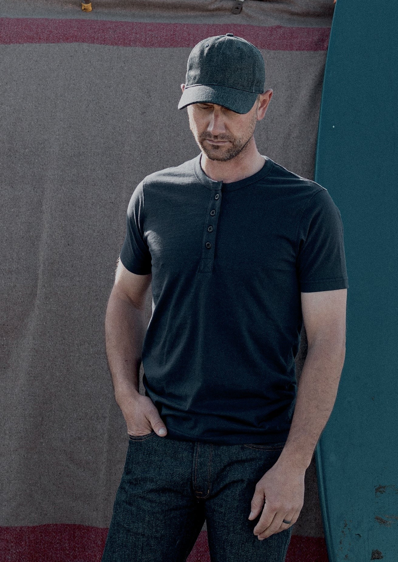 Men's Reyes Heavyweight Henley | 8oz 100% American Made Cotton - Polar