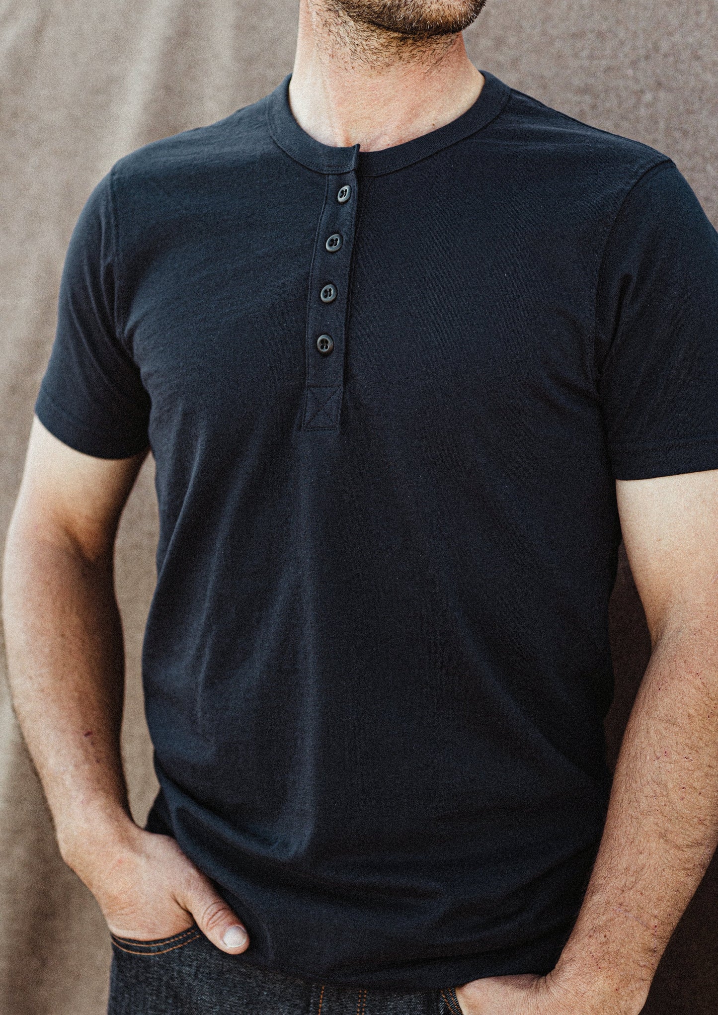 Men's Reyes Heavyweight Henley | 8oz 100% American Made Cotton - Polar