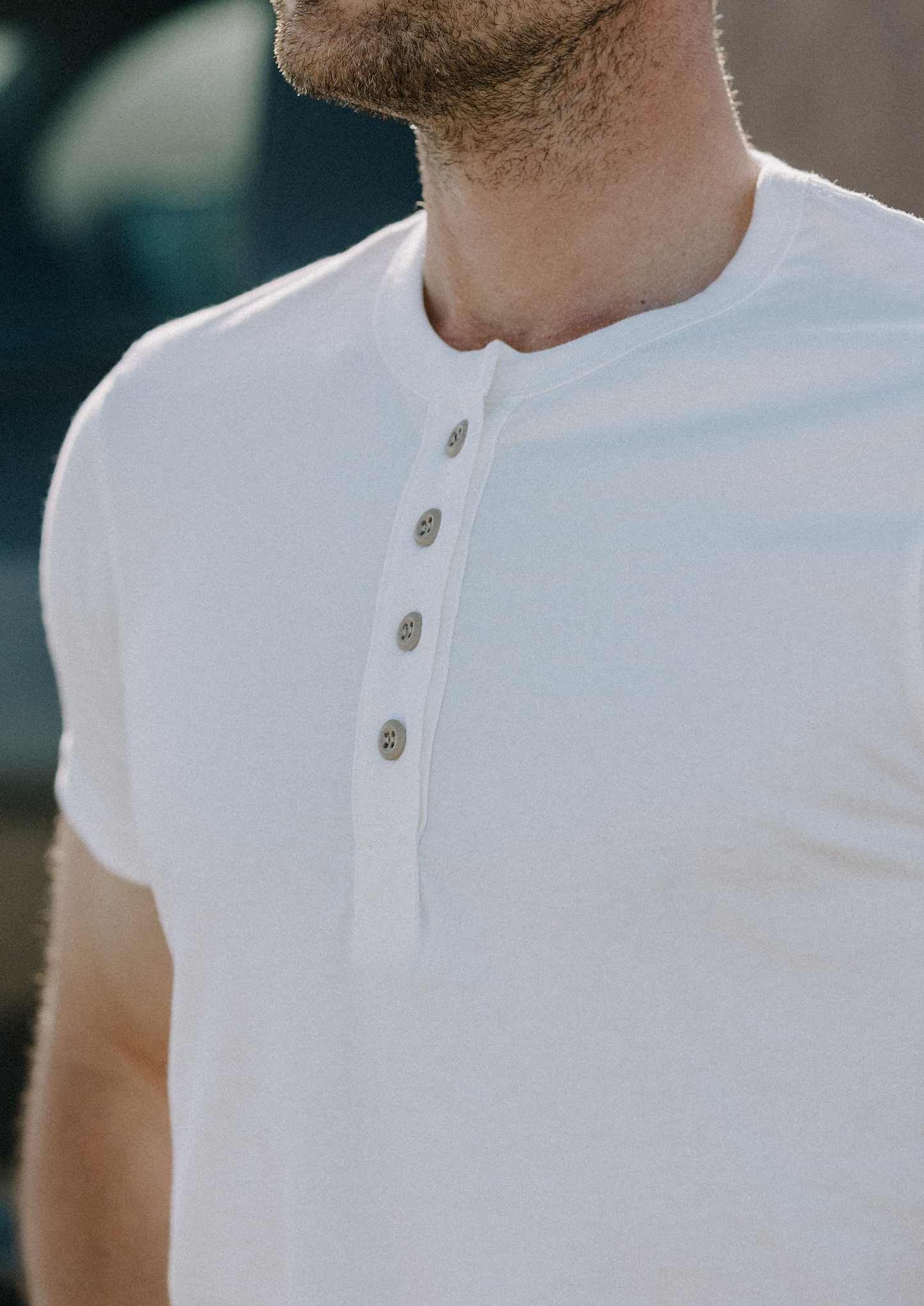 Men's Reyes Heavyweight Henley | 8oz 100% American Made Cotton - White