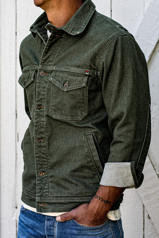Artcher Jacket | 14oz Broken Twill Denim Olive