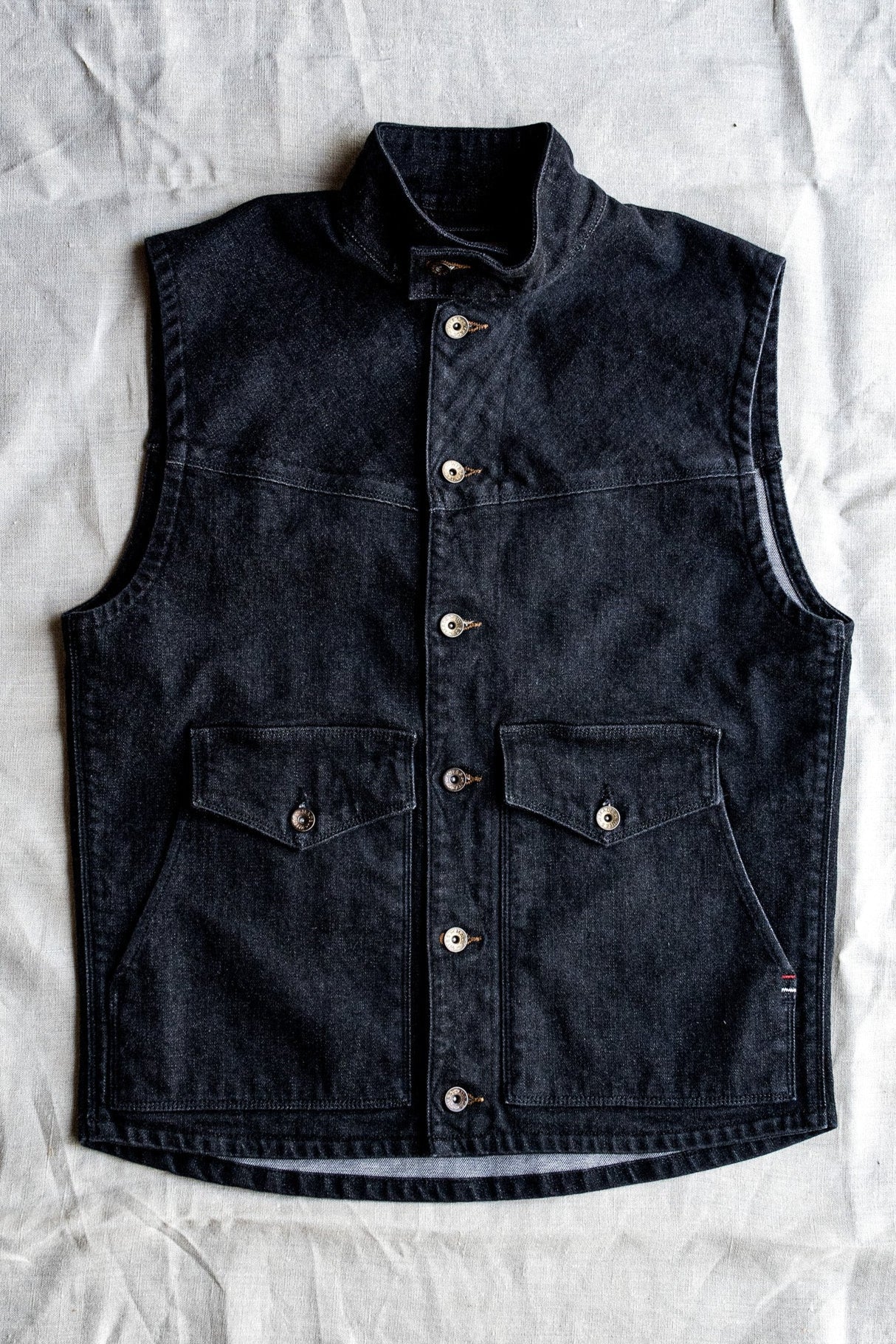 James Vest | Black 14oz Broken Twill Denim