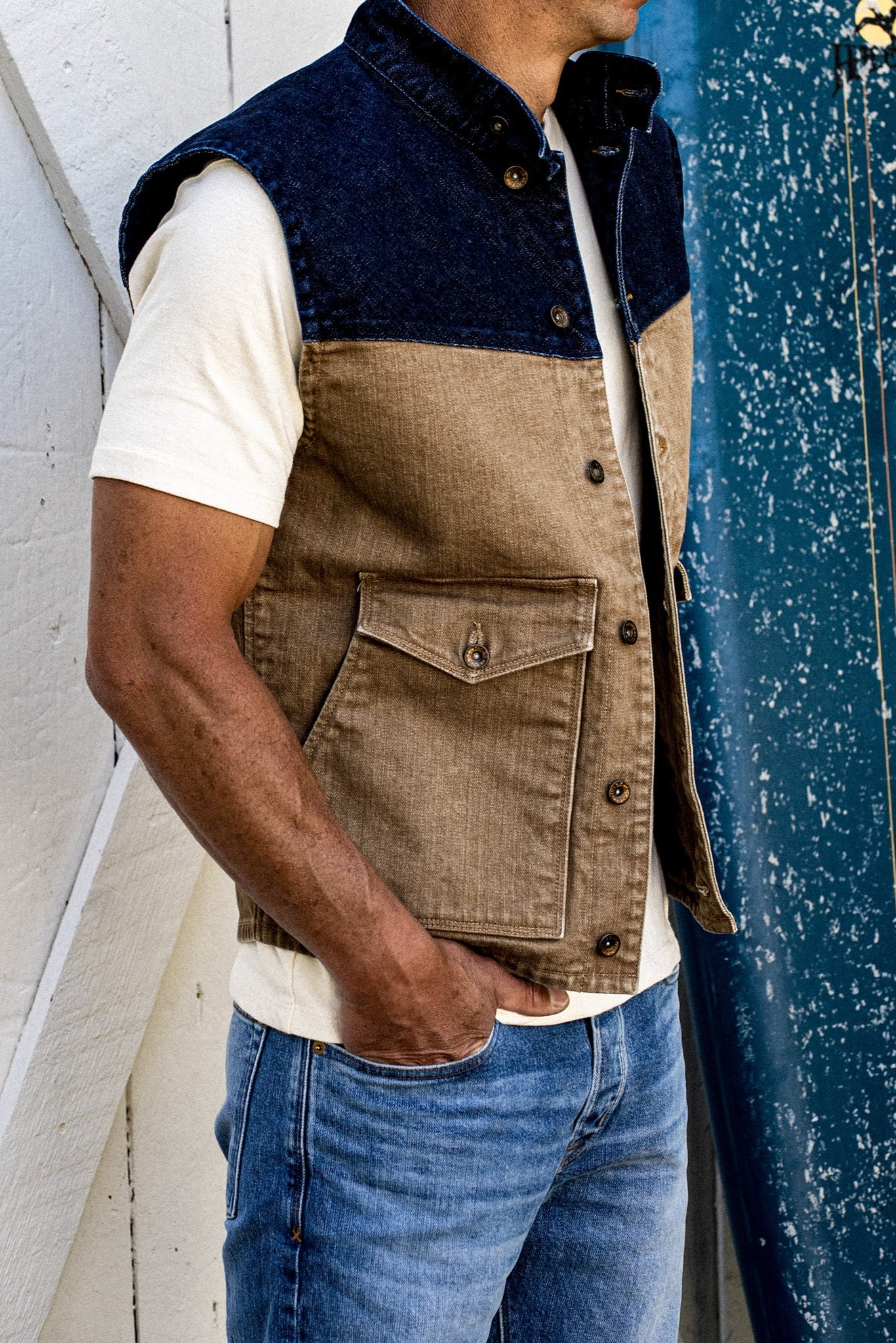 James Vest | Wheat 14oz Broken Twill Denim