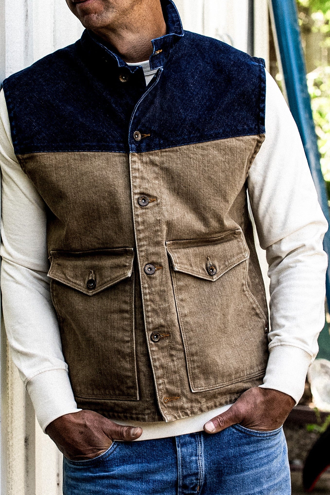 James Vest | Wheat 14oz Broken Twill Denim