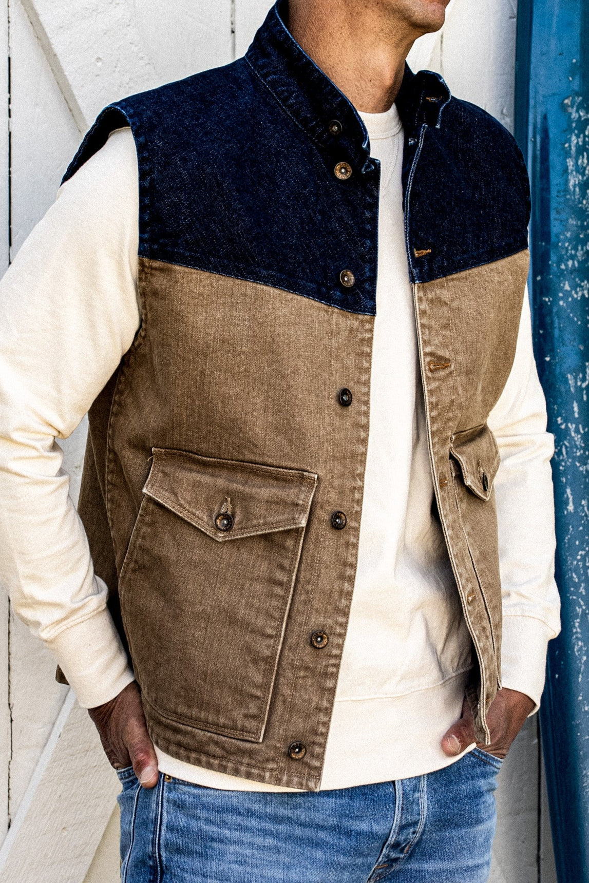 James Vest | Wheat 14oz Broken Twill Denim