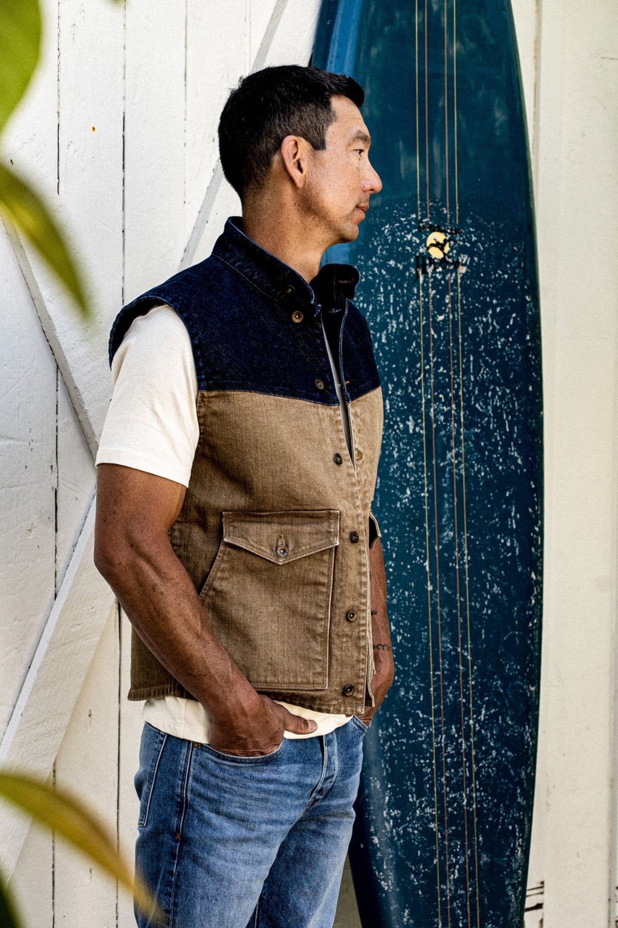James Vest | Wheat 14oz Broken Twill Denim