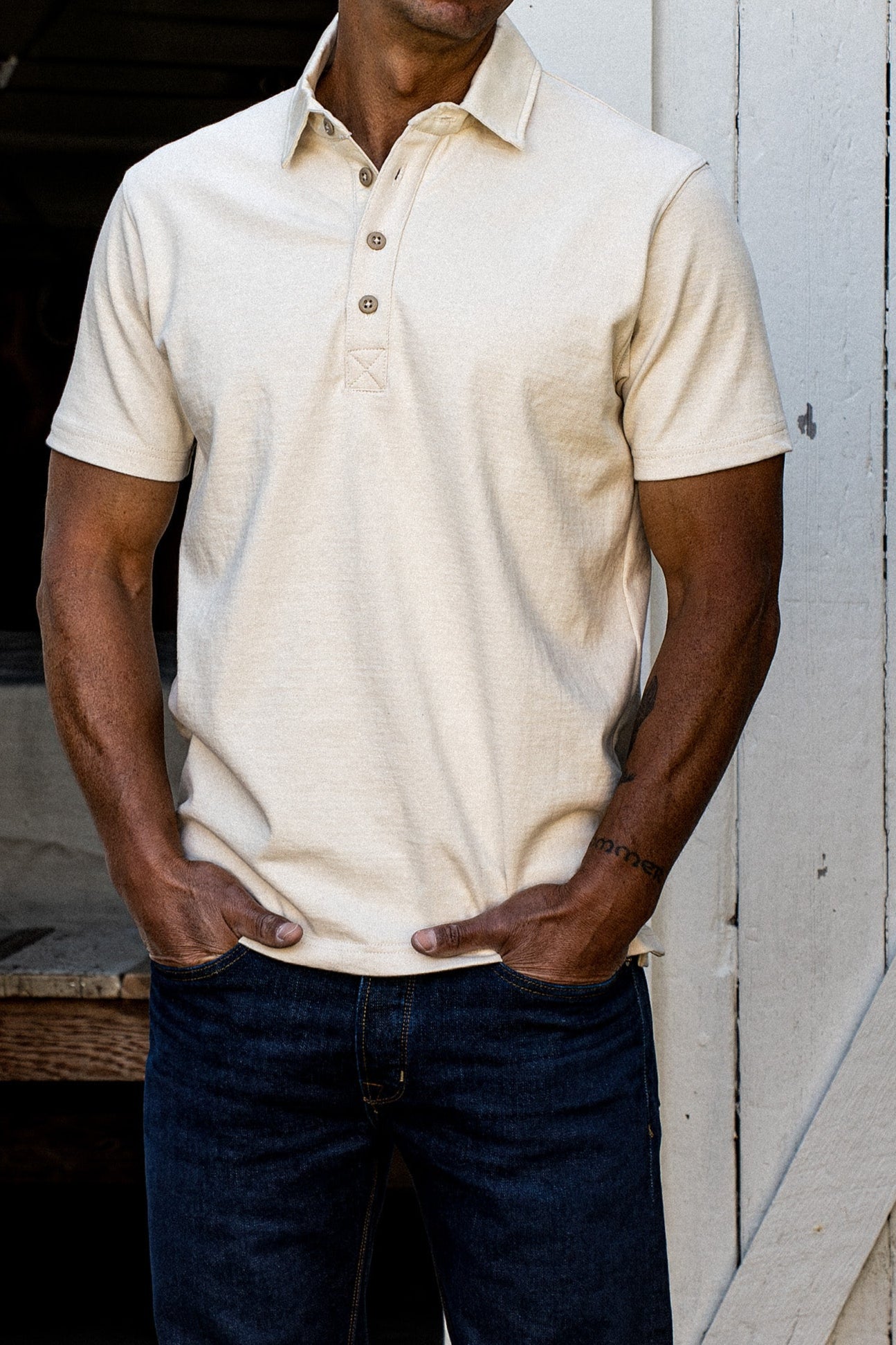 Men | Stinson Rugby | 12oz Rugby Jersey 100% cotton - Natural XXL / Natural Men | Stinson Rugby | 12oz Rugby Jersey 100% cotton - Natural XXL / Natural