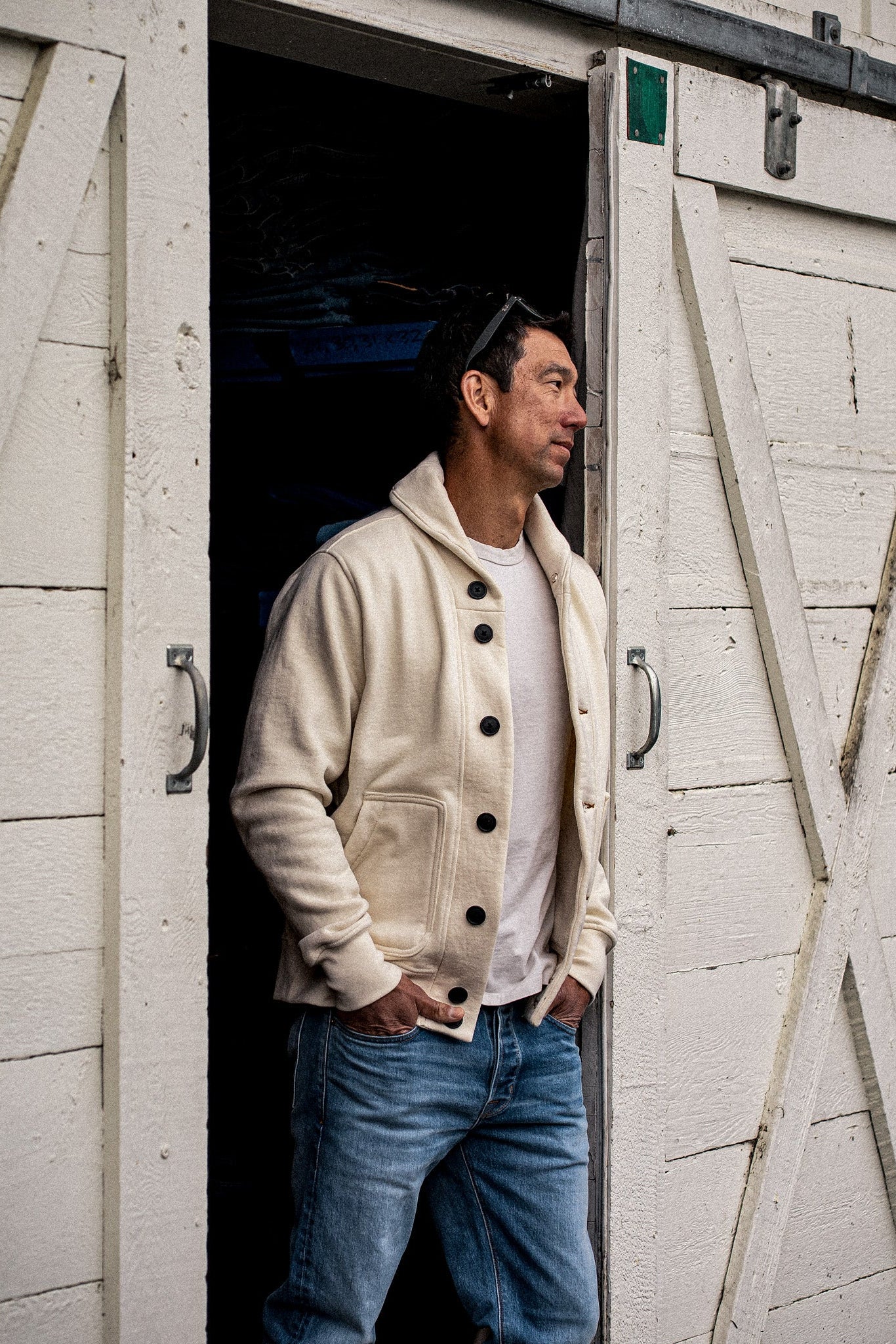 Men's Bodega Shawl Cardigan | 14oz 100% Cotton French Terry - Natural