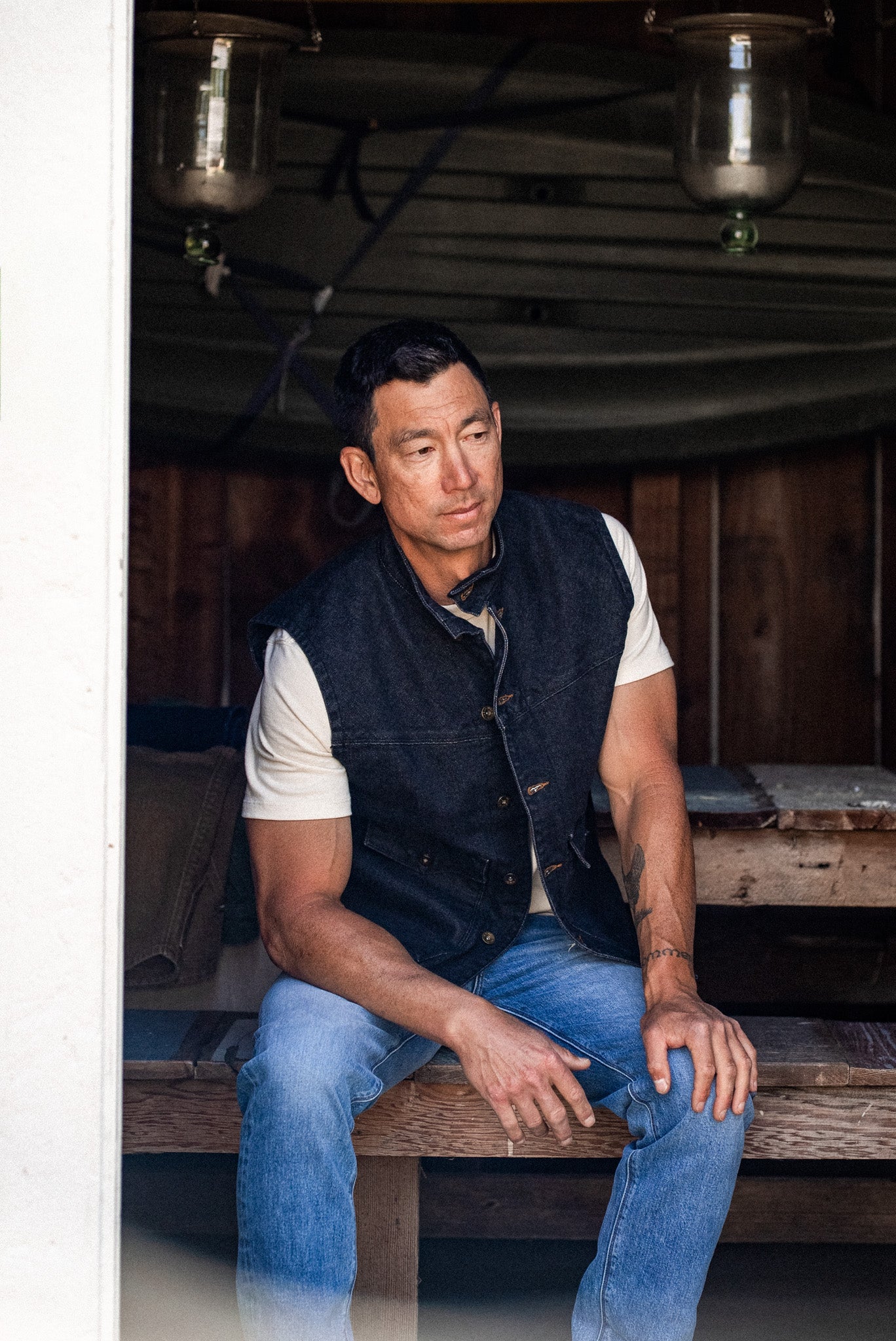 James Vest | Black 14oz Broken Twill Denim