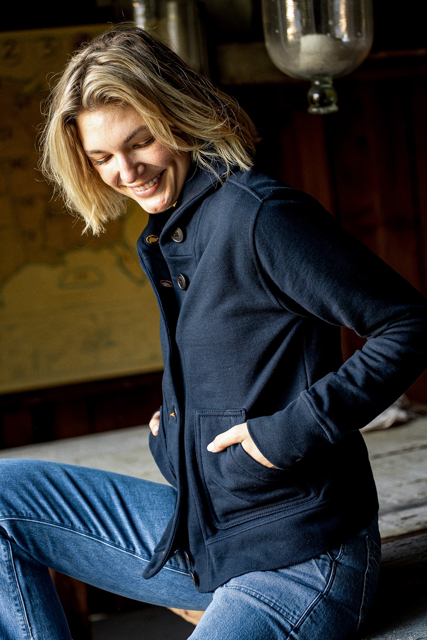 Bodega Cardigan | 140z 100% Cotton French Terry - Navy