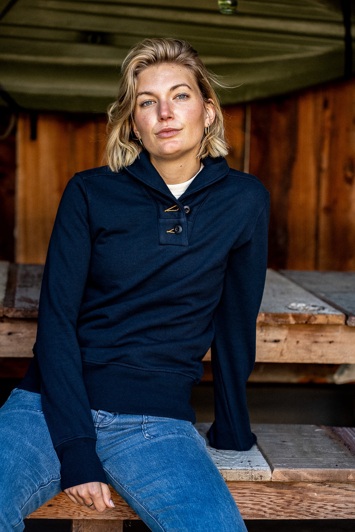 Bodega Shawl Pullover | Navy - 14oz French Terry