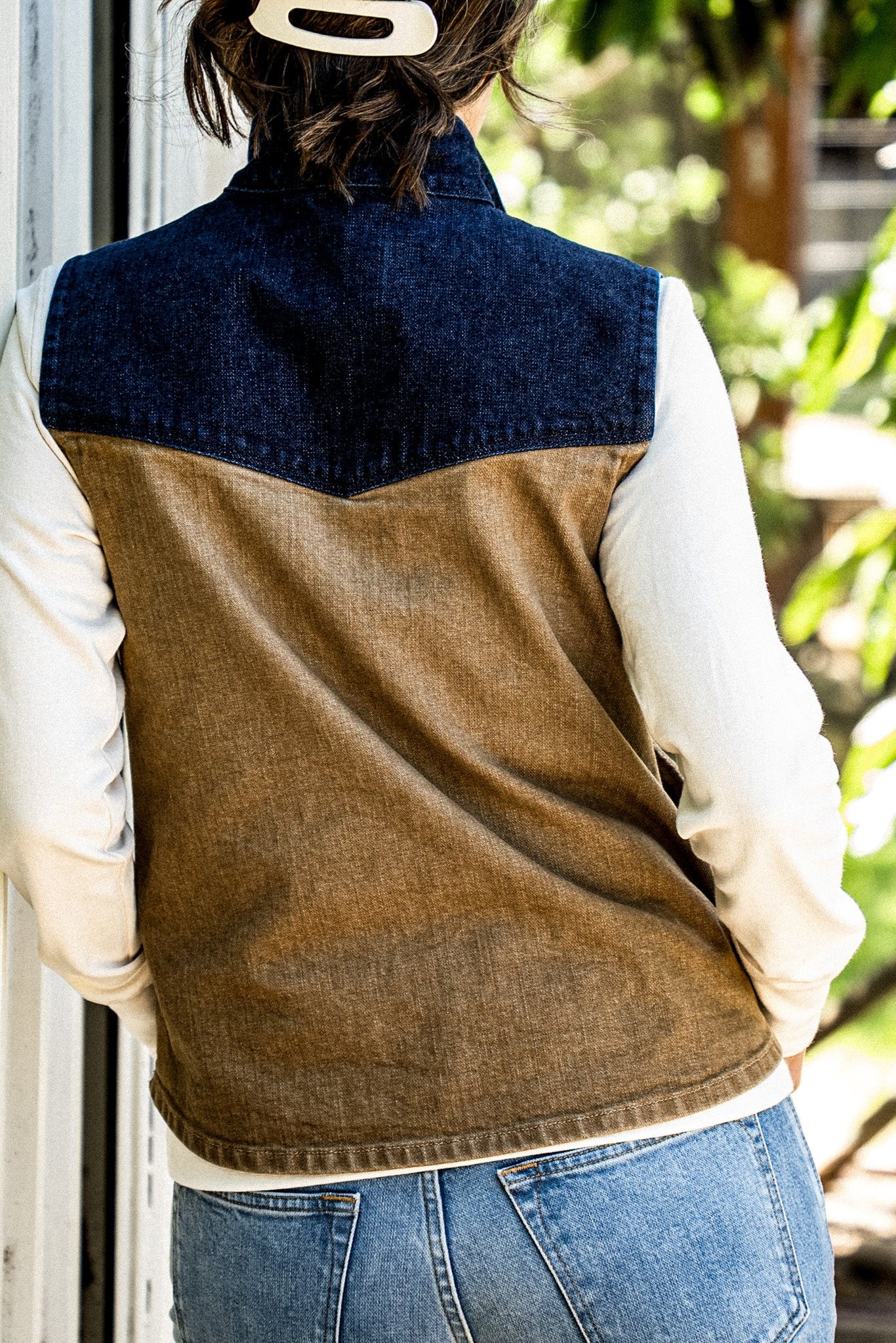 Jamie Vest | Wheat 14oz Broken Twill Denim