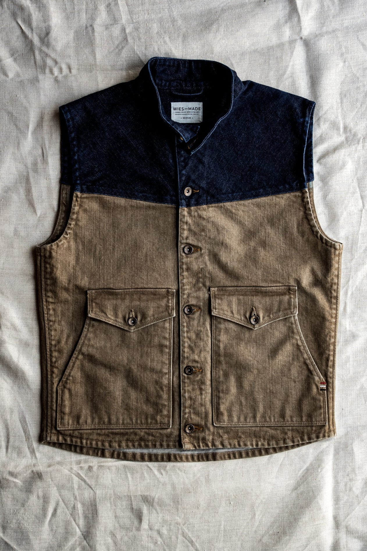Jamie Vest | Wheat 14oz Broken Twill Denim