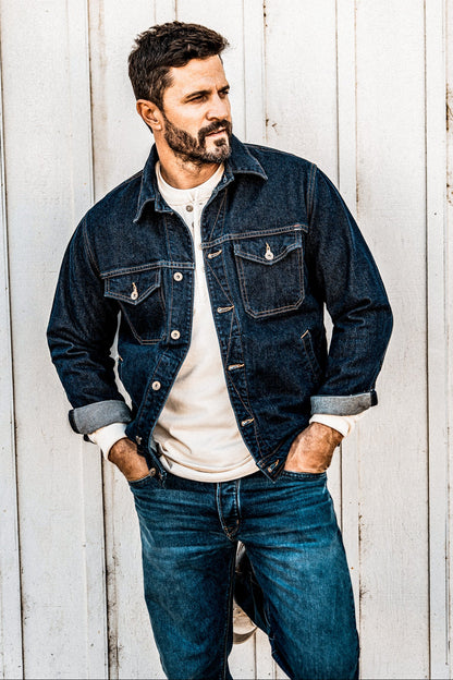 Men | Artcher Jacket | 14oz Broken Twill Denim - Ocean
