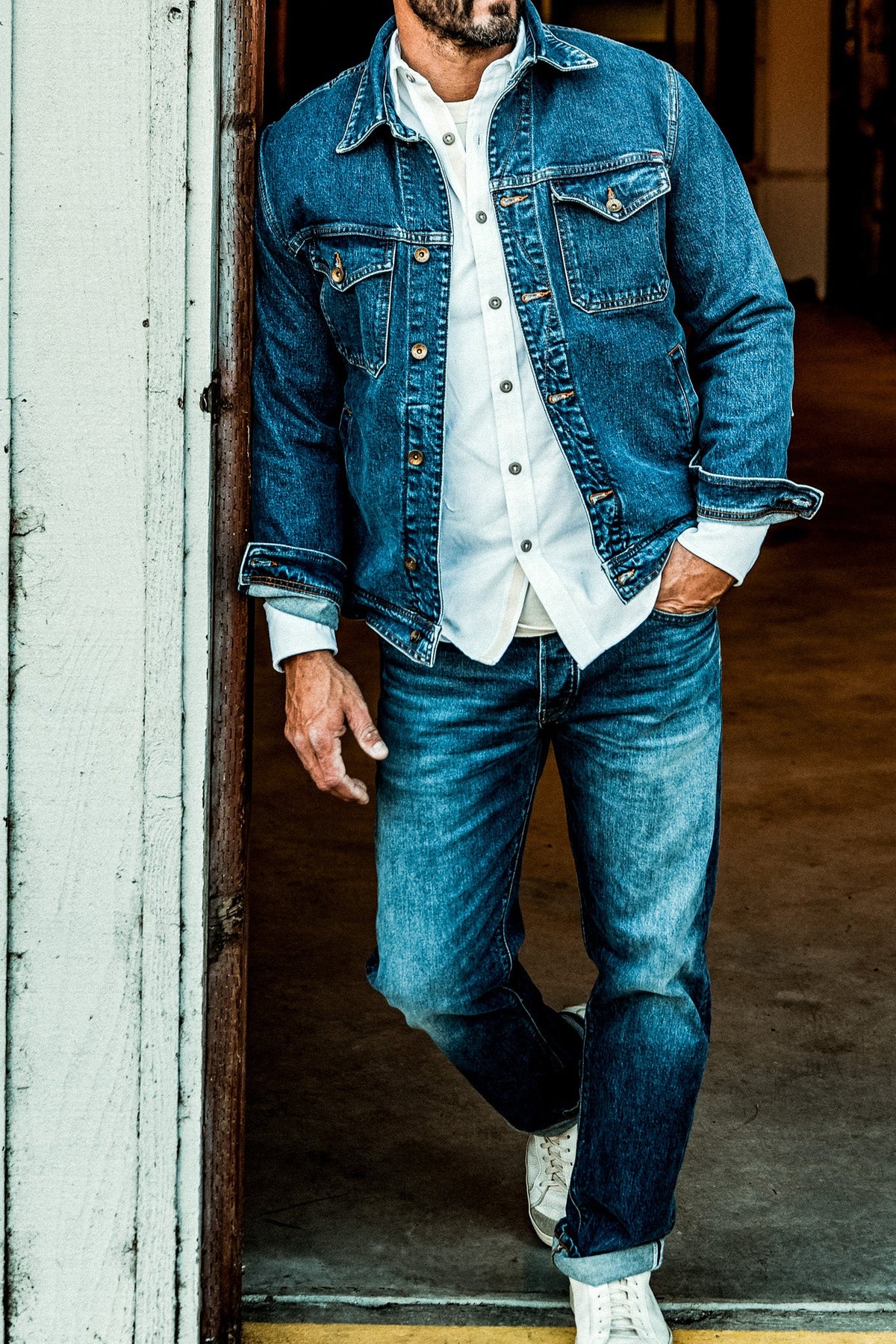Men | Artcher Jacket | 14oz Broken Twill Denim - Salt