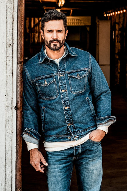 Men | Artcher Jacket | 14oz Broken Twill Denim - Salt