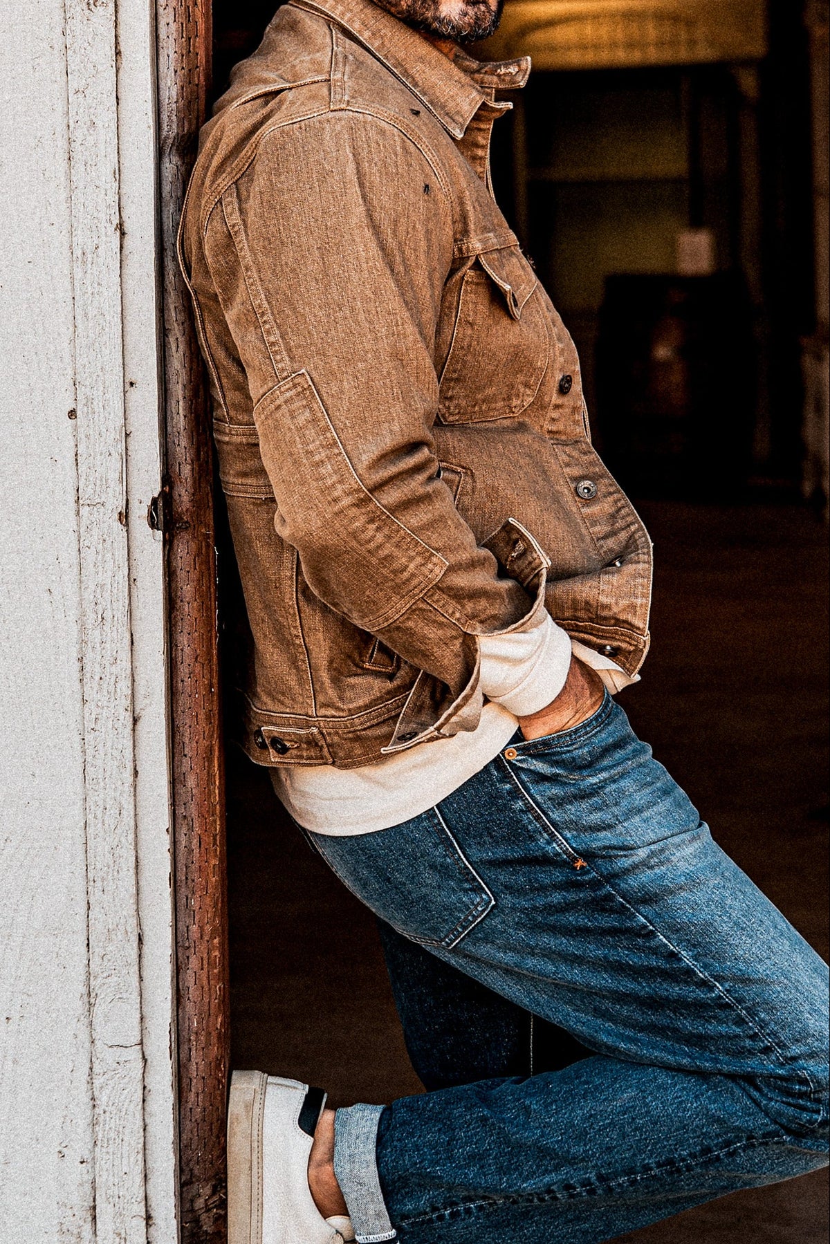 Men | Artcher Jacket | 14oz Broken Twill Denim - Wheat