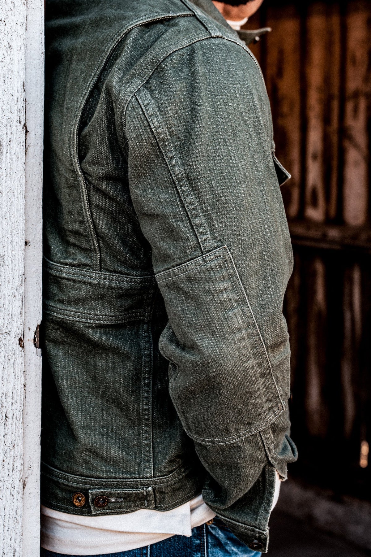 Men | Artcher Jacket | 14oz Broken Twill Denim - Olive