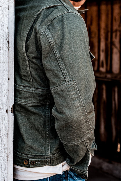 Men | Artcher Jacket | 14oz Broken Twill Denim - Olive