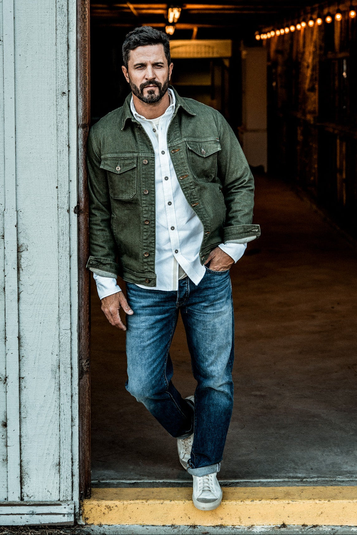 Men | Artcher Jacket | 14oz Broken Twill Denim - Olive