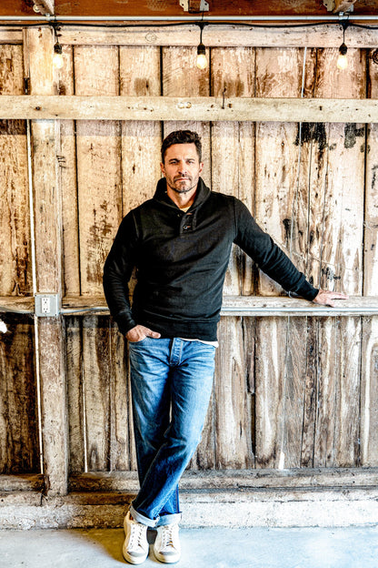 Men | Bodega Shawl Pullover | 14oz 100% Cotton French Terry - Basalt