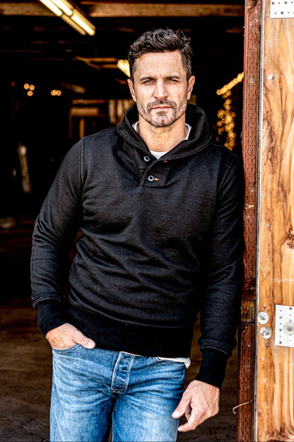 Men | Bodega Shawl Pullover | 14oz 100% Cotton French Terry - Basalt