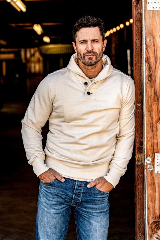 Men | Bodega Shawl Pullover | 14oz 100% Cotton French Terry - Natural