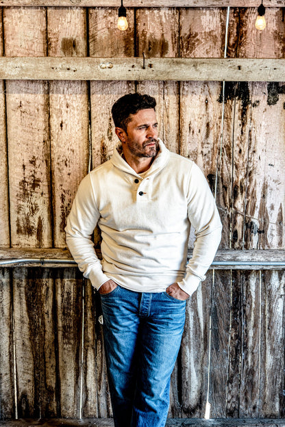 Men | Bodega Shawl Pullover | 14oz 100% Cotton French Terry - Natural