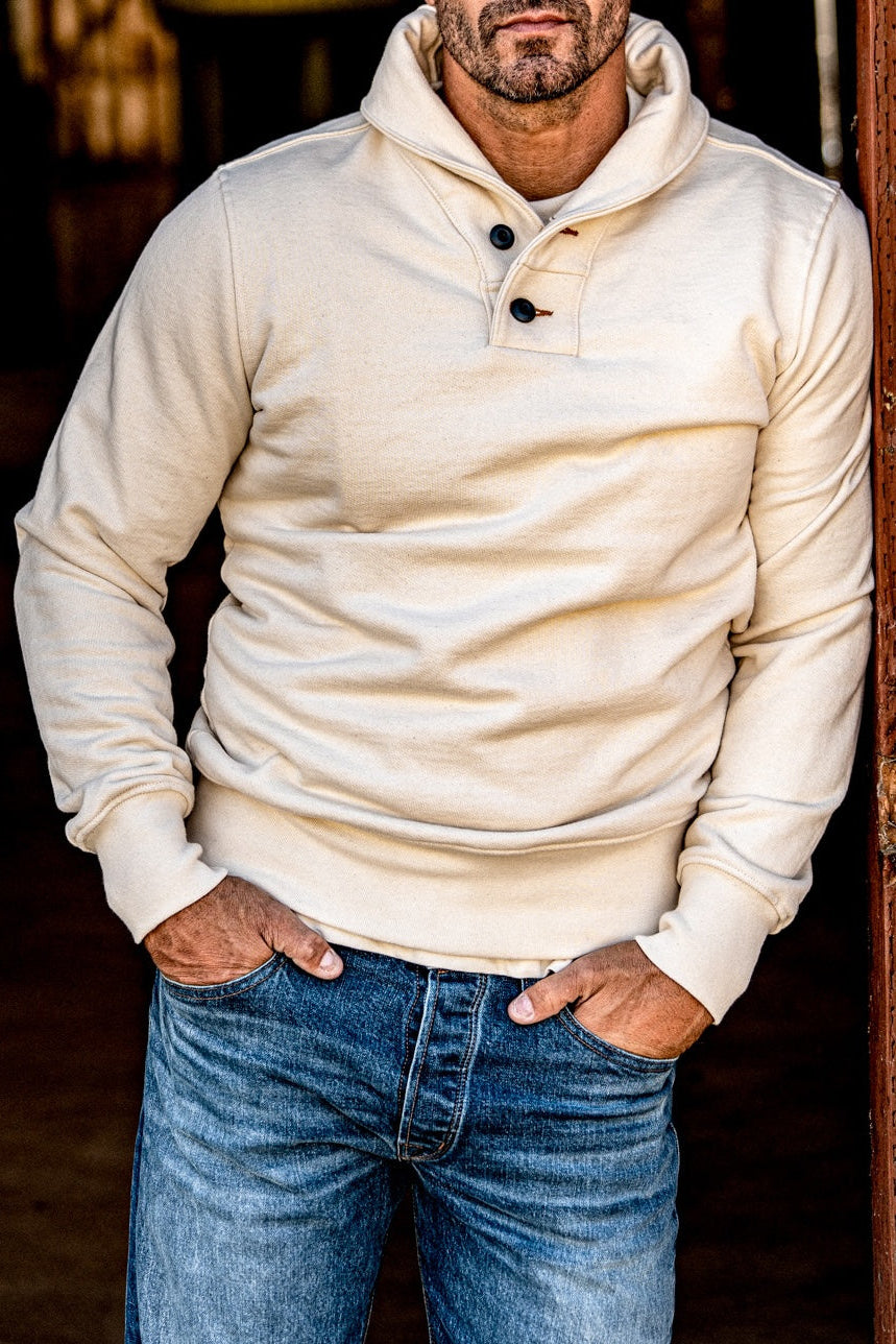Men | Bodega Shawl Pullover | 14oz 100% Cotton French Terry - Natural