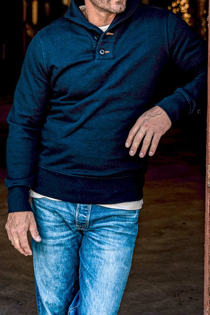 Men | Bodega Shawl Pullover | 14oz 100% Cotton French Terry - Navy