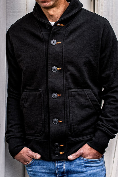 Men's Bodega Shawl Cardigan | 14oz 100% Cotton French Terry- Basalt