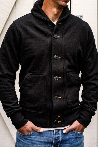 Men's Bodega Shawl Cardigan | 14oz 100% Cotton French Terry- Basalt