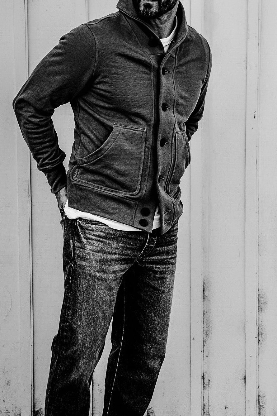 Men | Bodega Cardigan | 14oz 100% Cotton French Terry - Pebble