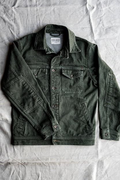 Men | Artcher Jacket | 14oz Broken Twill Denim - Olive
