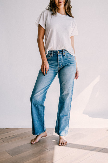 Jackie Fit Jean | Salt Wash Mid Rise Wide Leg