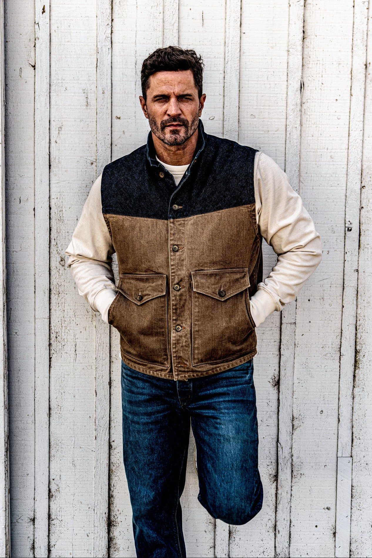 James Vest Wheat | 14oz Broken Twill Denim – WiesMade