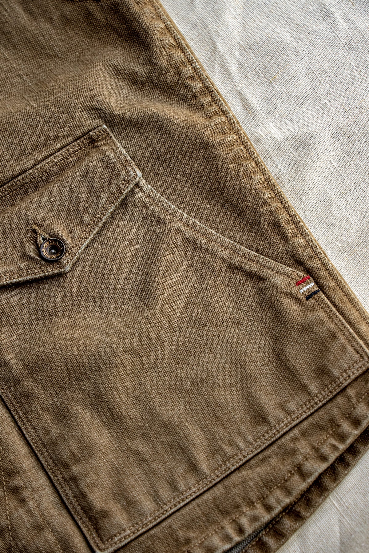 Men | James Vest | 14oz Broken Twill Denim - Wheat