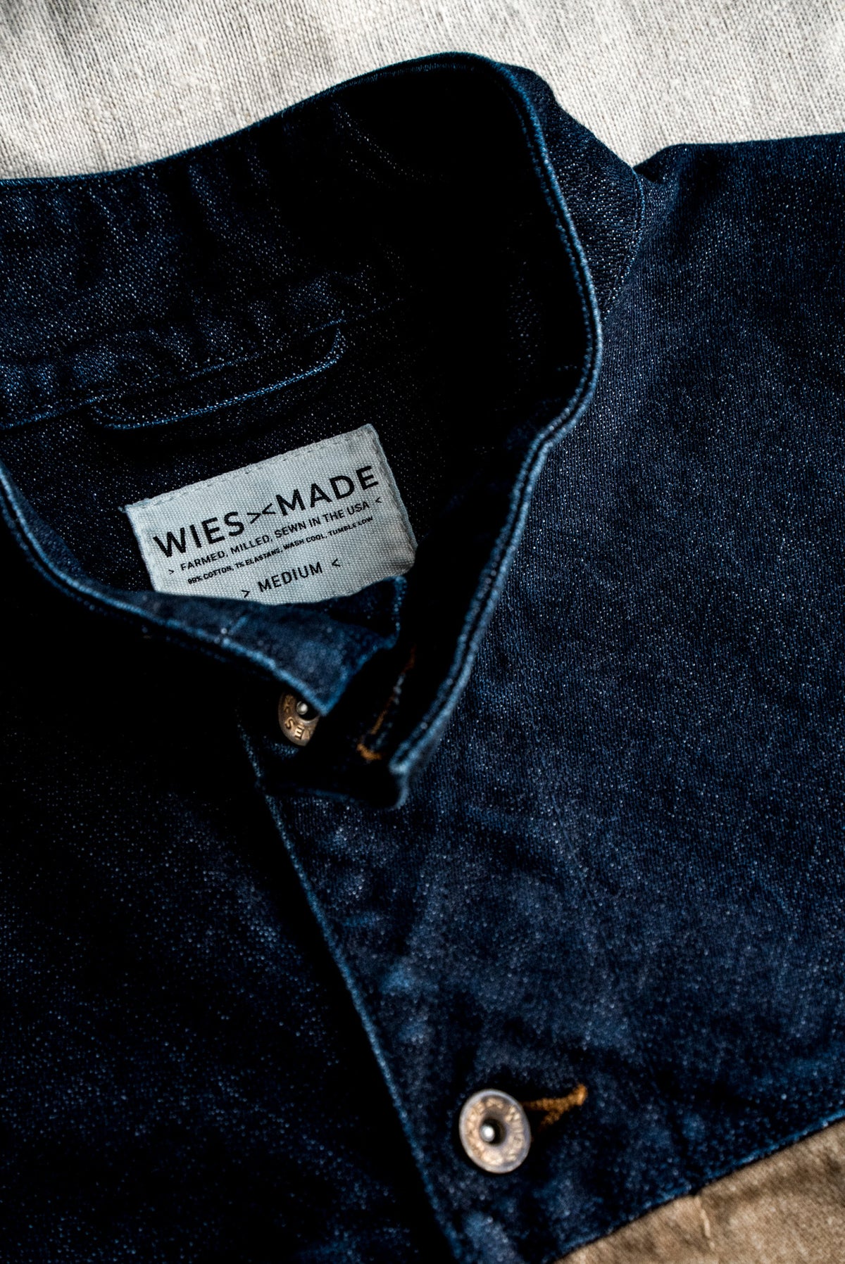 Men | James Vest | 14oz Broken Twill Denim - Wheat