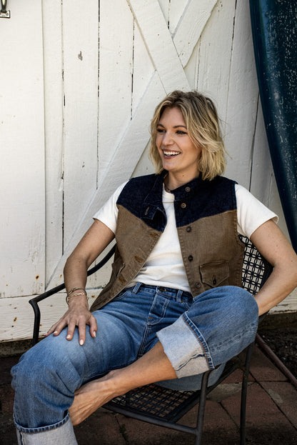 Jamie Vest | Wheat 14oz Broken Twill Denim