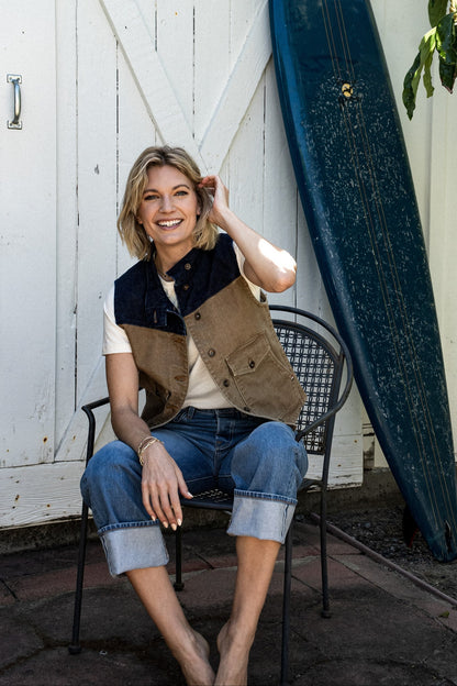 Jamie Vest | Wheat 14oz Broken Twill Denim
